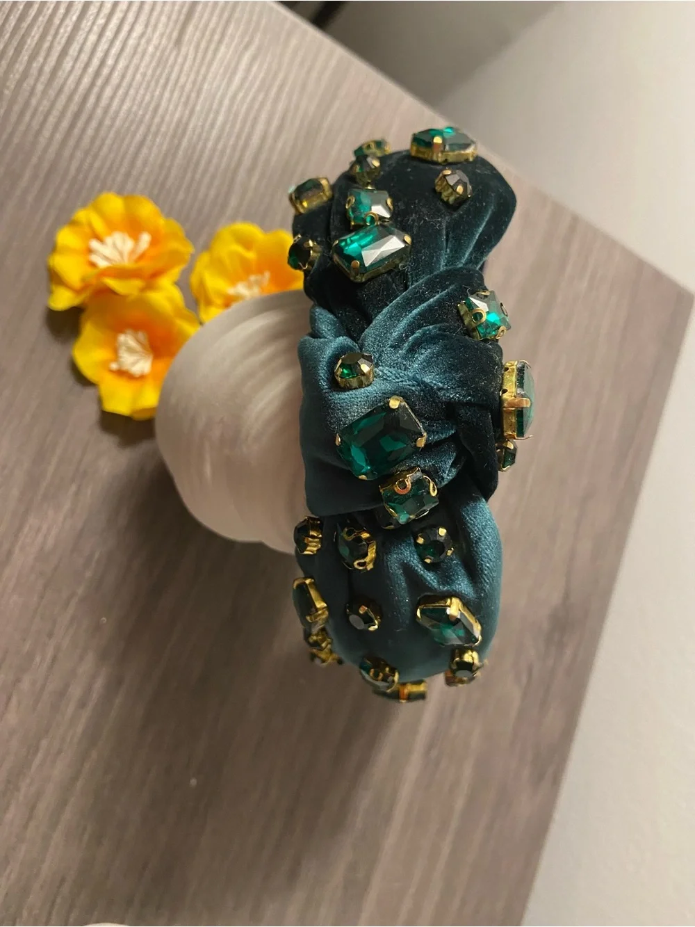 Emerald Green Jeweled Knot Headband - Women Accessories